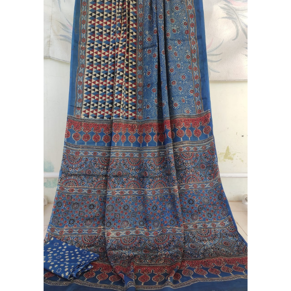 Ajrakh Block print Saree 